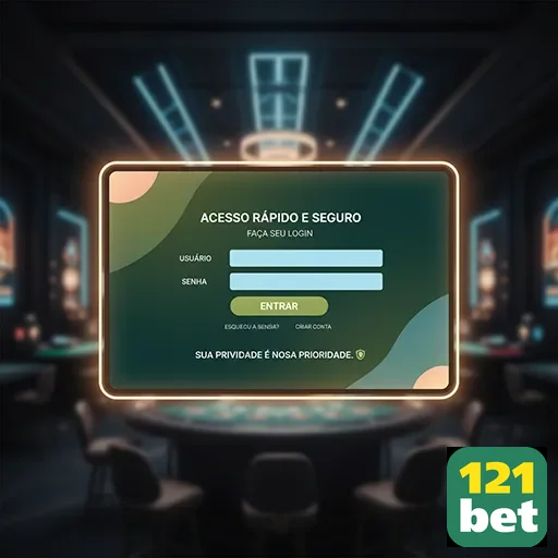 Tela de login do aplicativo 121bet mostrando segurança.