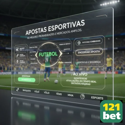 Tela de apostas esportivas na 121bet focando em futebol.