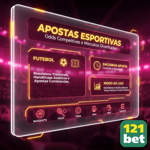 Tela do aplicativo 121bet com opções de apostas esportivas.