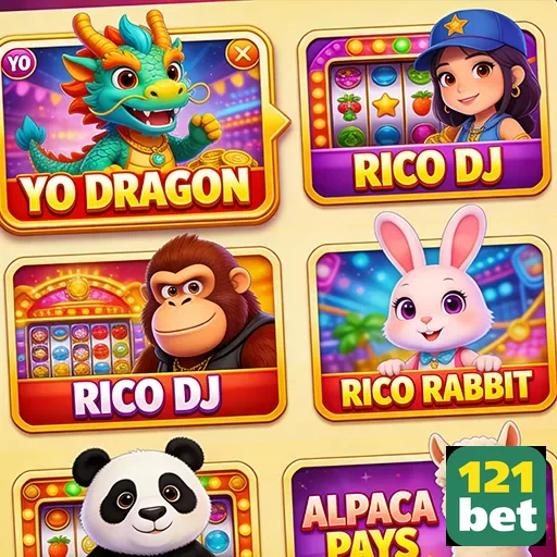 Jogos de slots VIP como Yo Dragon e Rico Rabbit na 121bet.