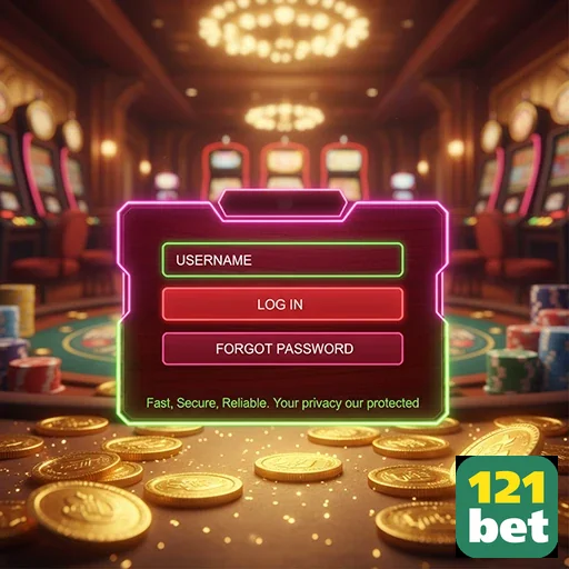 Interface de login da 121bet com acesso a serviços VIP.