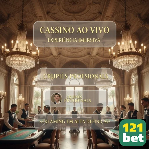 Imagem do cassino ao vivo na 121bet com crupiês profissionais.
