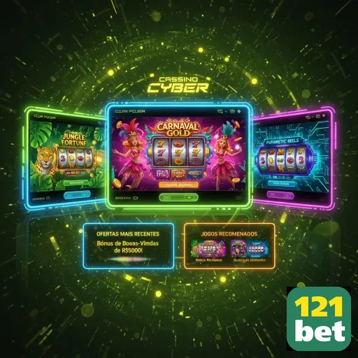 Interface de slots do cassino Cyber da 121bet com gráficos vibrantes.