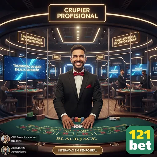 Crupiê profissional jogando blackjack na 121bet.