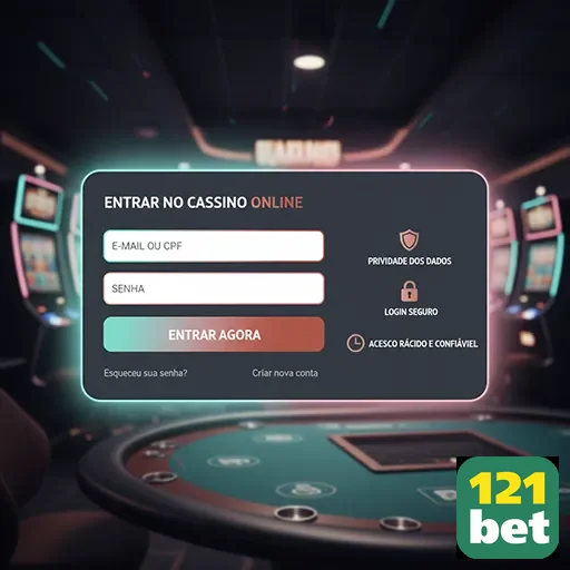 Tela de login do app 121bet para acesso seguro ao cassino.