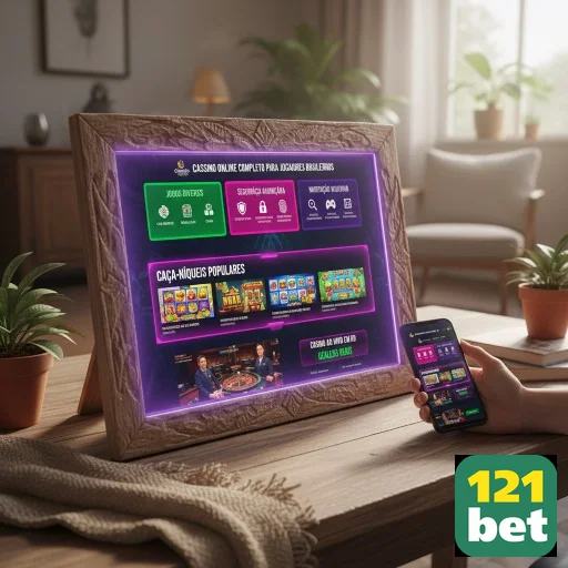 Celular mostrando a plataforma de jogos 121bet com caça-níqueis.