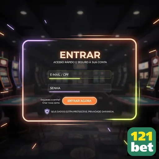 Área de login da 121bet com acesso seguro e rápido.