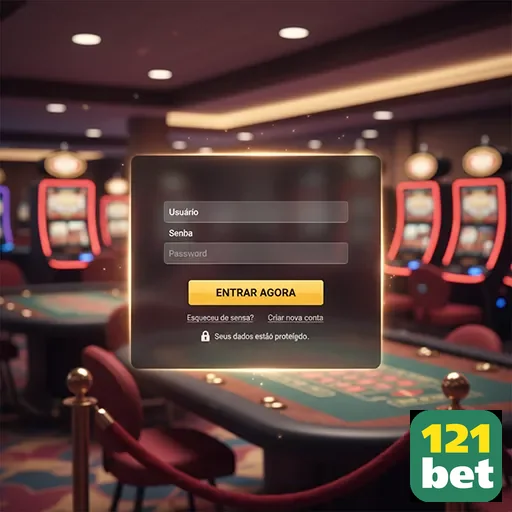 Tela de login da 121bet em ambiente de cassino.