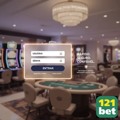 Tela de login da 121bet destacando serviços VIP com segurança.