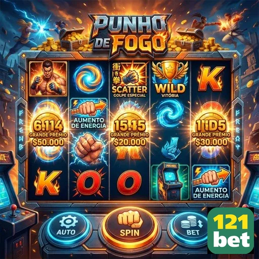Slots da 121bet, jogo 'Punho de Fogo' com prêmios altos.