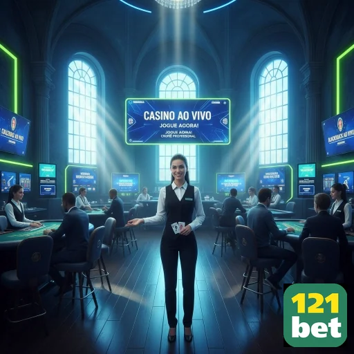Cenário de cassino ao vivo da 121bet com dealers profissionais.