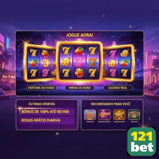 Slots em destaque na plataforma 121bet com roletas coloridas.