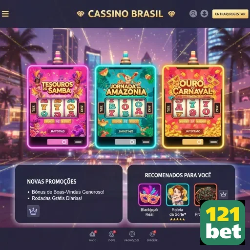 Jogadores na 121bet interagem com slots vibrantes.