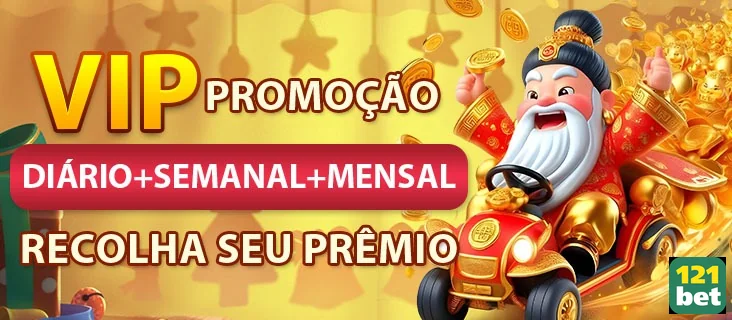 Imagem de promoção VIP com jogos de slot na 121bet.