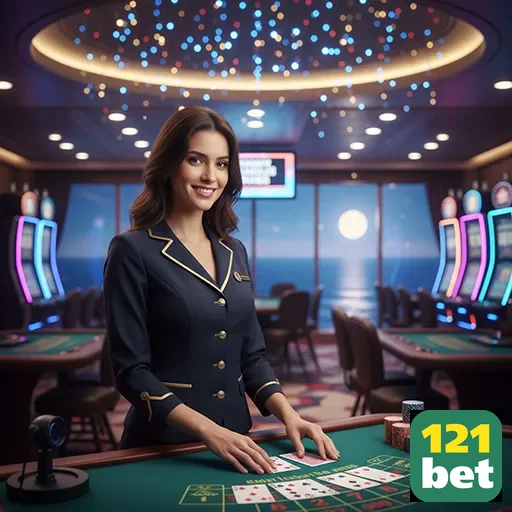 Jogadora interagindo no ambiente VIP da 121bet.