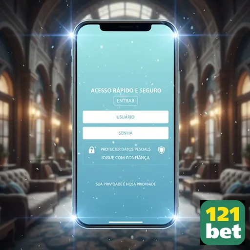 Tela do login da 121bet destacando segurança e agilidade.