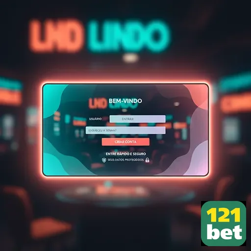 Tela de boas-vindas no aplicativo da 121bet com login seguro.